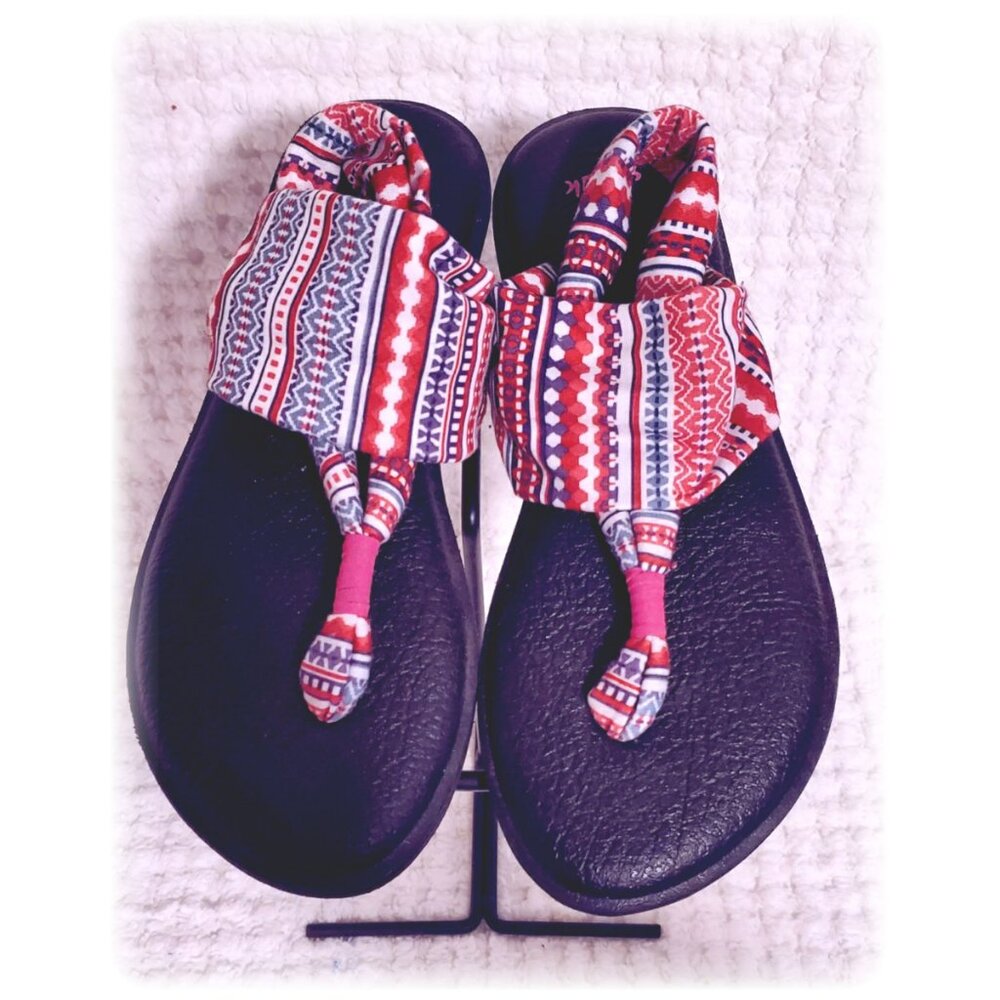 SANUK Pink Aztec Yoga Mat Sling Sandals Flip Flops US 8 EUR 39 Never Worn Out
